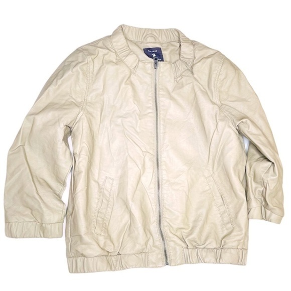 𝅺forever 21 Tan Faux Leather Jacket Cropped Sleeve - Picture 1 of 10